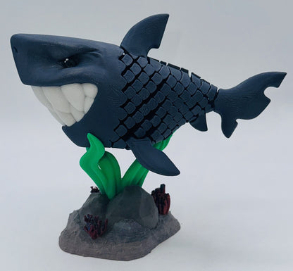 Grinning Shark Desk Pet Fidget with Coral Reef Stand