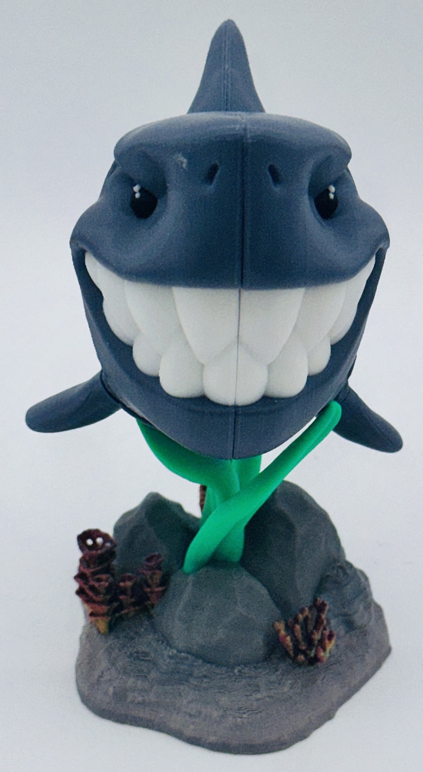 Grinning Shark Desk Pet Fidget with Coral Reef Stand