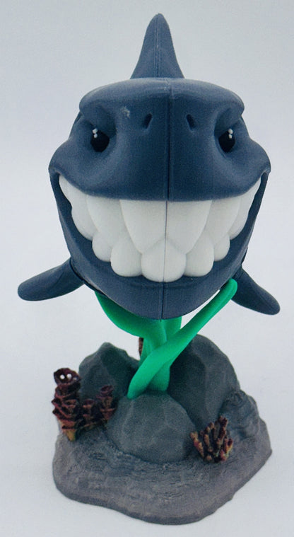 Grinning Shark Desk Pet Fidget with Coral Reef Stand