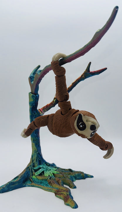 Sloth, Flexi Pet with Shimmering Tree Stand