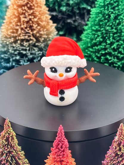 Snowman w/ Santa Hat - Cute Articulating Mini Figure