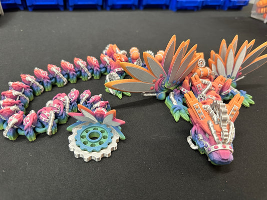 Winged Steampunk Dragon 24" Vibrant Rainbow