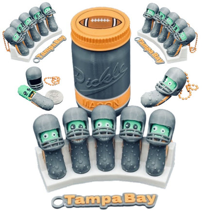 National Division: Football Player Pickle Keychains - 5-Pack Jar - Tickles, the Articulated Pickle