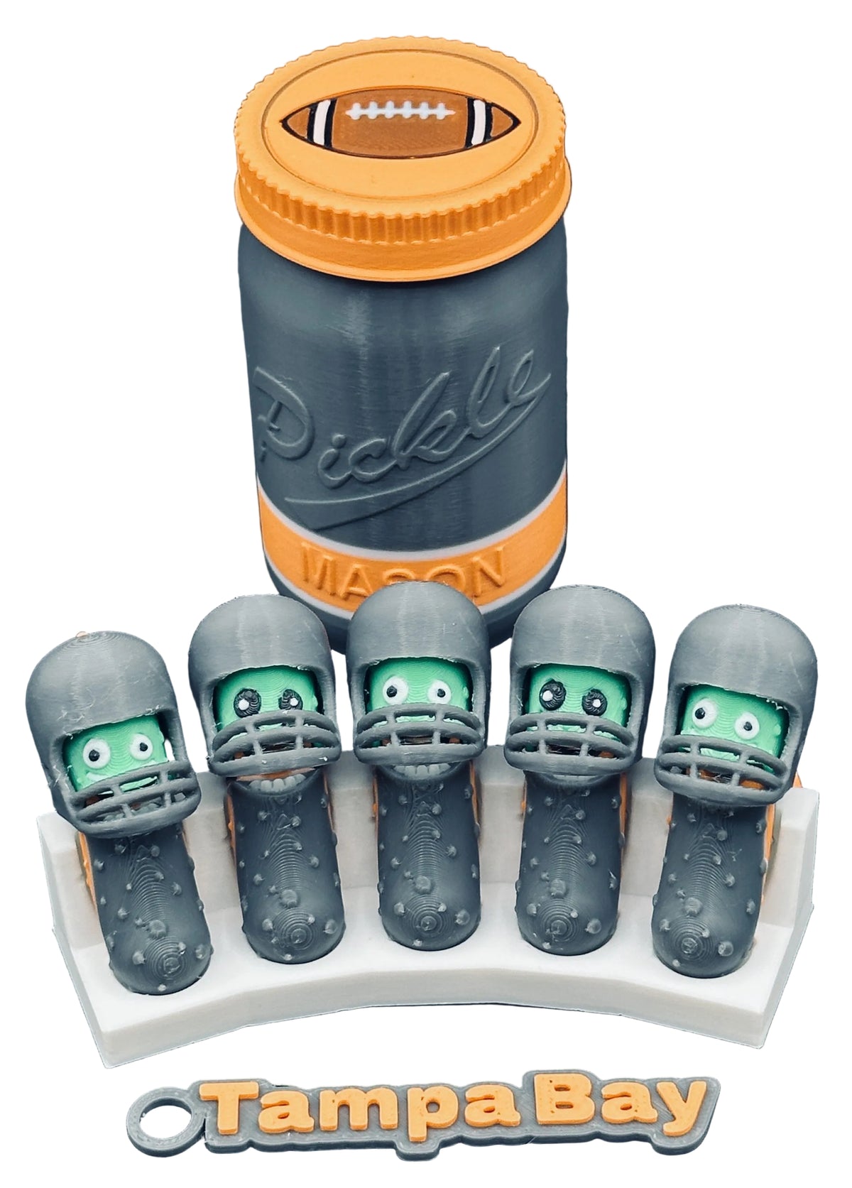Football City-Inspired Pickle Keychains - 5-Pack Jar - Tickles, the Articulated Pickle