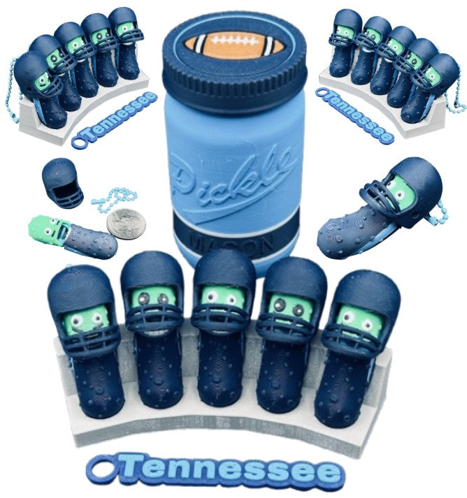 American Division: Football Player Pickle Keychains - 5-Pack Jar - Tickles, the Articulated Pickle