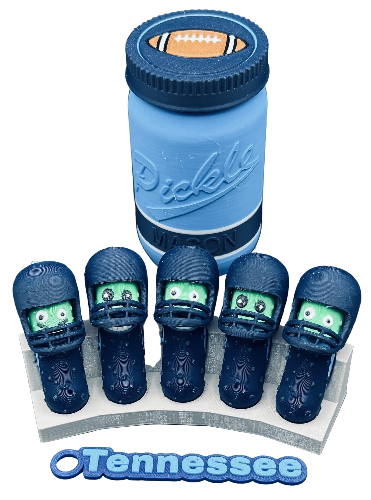 Football City-Inspired Pickle Keychains - 5-Pack Jar - Tickles, the Articulated Pickle