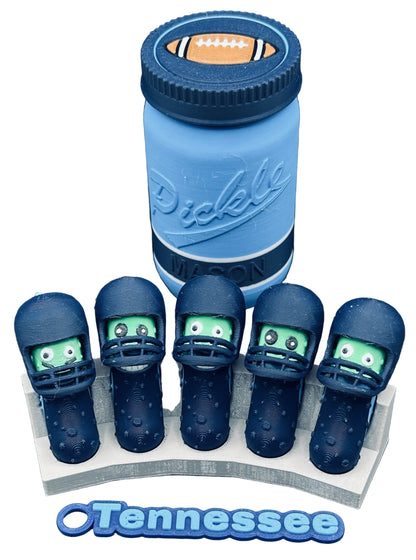 Football City-Inspired Pickle Keychains - 5-Pack Jar - Tickles, the Articulated Pickle
