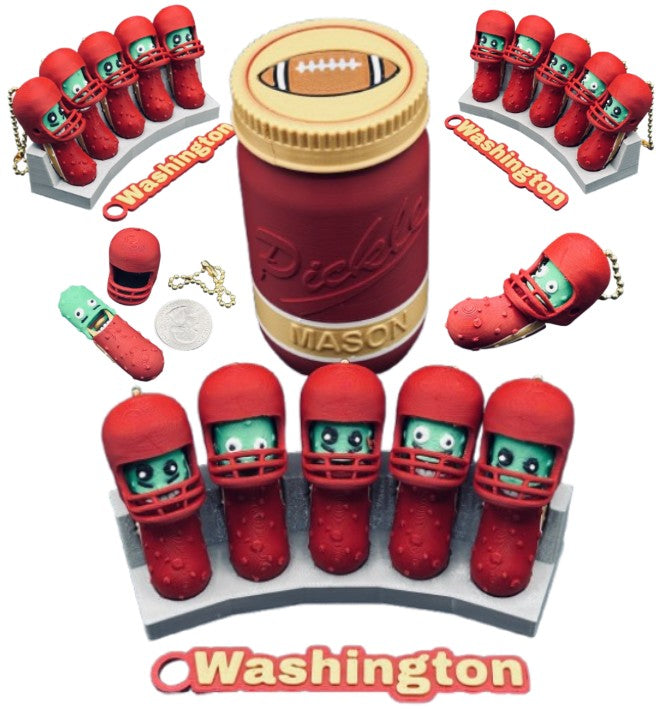 National Division: Football Player Pickle Keychains - 5-Pack Jar - Tickles, the Articulated Pickle
