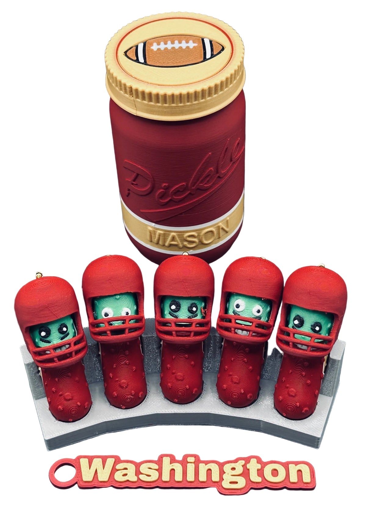 Football City-Inspired Pickle Keychains - 5-Pack Jar - Tickles, the Articulated Pickle