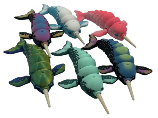 Narwhal - 8.5" Flexi Articulated Pet - Multiple Colors & Rainbows
