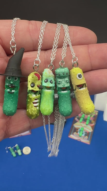 Halloween Pickle Jewelry Sets - Tickles, the Articulated Pickle - Earring & Necklace set
