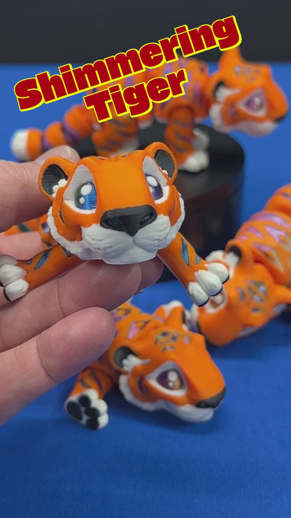 Vibrant Articulating Tiger - Orange with Purple/Red/Green Stripes