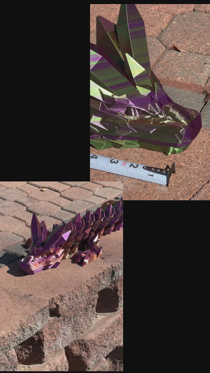 GIANT 80" Crystal Dragon - Green / Purple / Copper Tri-color