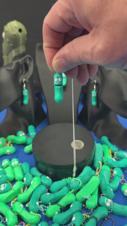 Pickle Rick Earing & Necklace Set - Tickles, the Articulated Pickle
