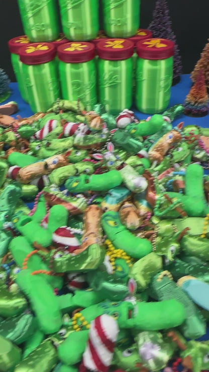 Xmas Pickle Keychains - Tickles, the Articulated Pickle - 5-pack Jar