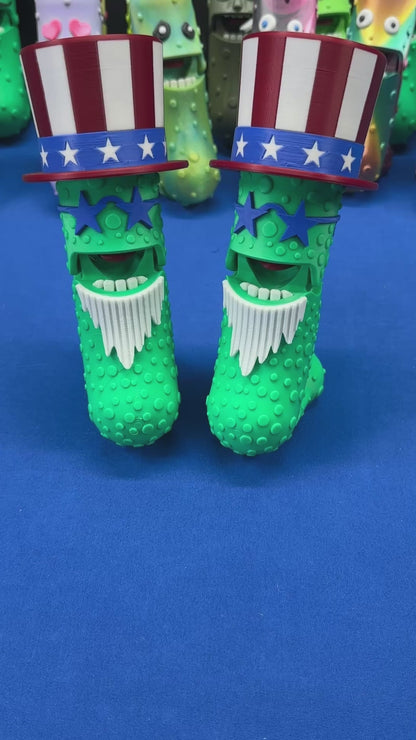 Patriotic Pickle - 7" Articulated Tickle Pickle with Butt stand