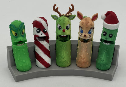 Xmas Pickle Keychains - Tickles, the Articulated Pickle - 5-pack Jar
